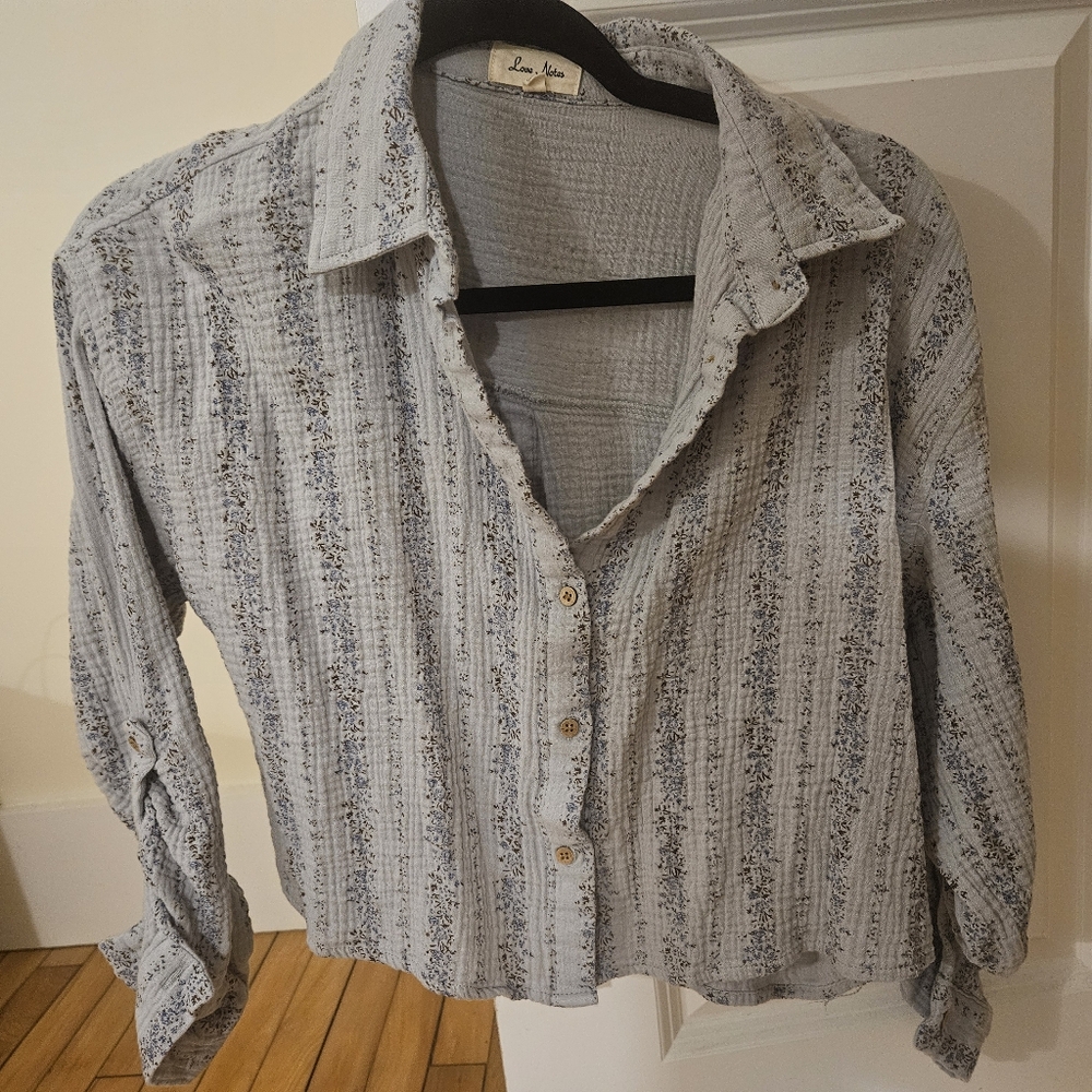 Love Notes Striped Button Down Shirt - Blue